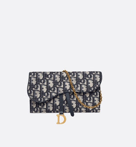 Saddle Long Wallet • Blue Dior Oblique Jacquard