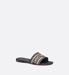 Dway Mule • Blue Embroidered Cotton