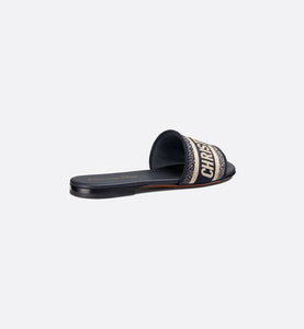 Dway Mule • Blue Embroidered Cotton