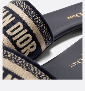 Dway Mule • Blue Embroidered Cotton