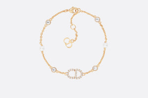 Clair D Lune Bracelet • Gold-Finish Metal, White Resin Pearls and White Crystals