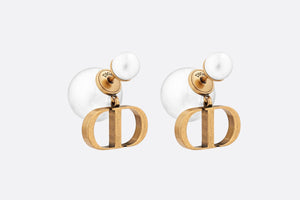 Dior Tribales Earrings • Antique Gold-Finish Metal and White Resin Pearls