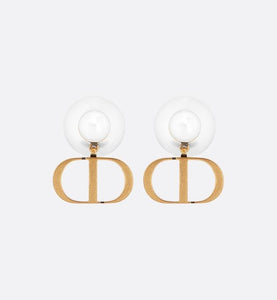 Dior Tribales Earrings • Antique Gold-Finish Metal and White Resin Pearls