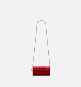 Lady Dior Pouch • Cherry Red Cannage Patent Calfskin