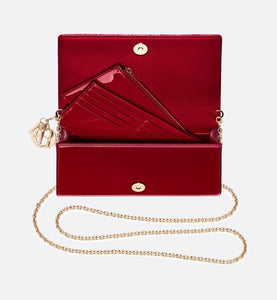 Lady Dior Pouch • Cherry Red Cannage Patent Calfskin