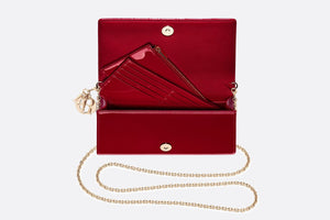 Lady Dior Pouch • Cherry Red Cannage Patent Calfskin