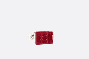 Lady Dior Flap Card Holder • Cherry Red Cannage Patent Calfskin
