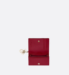 Lady Dior Flap Card Holder • Cherry Red Cannage Patent Calfskin