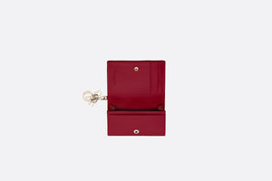 Lady Dior Flap Card Holder • Cherry Red Cannage Patent Calfskin