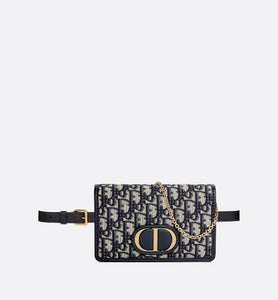 30 Montaigne 2-in-1 pouch • Blue Dior Oblique Jacquard