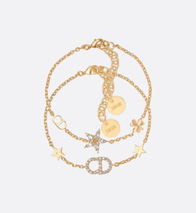 Clair D Lune Bracelet Set • Gold-Finish Metal and White Crystals