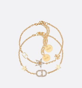 Clair D Lune Bracelet Set • Gold-Finish Metal and White Crystals
