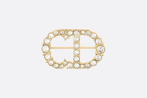 Clair D Lune Brooch • Gold-Finish Metal and White Crystals