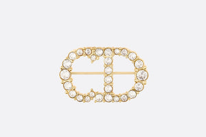 Clair D Lune Brooch • Gold-Finish Metal and White Crystals