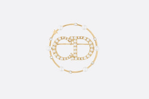 Clair D Lune Brooch • Gold-Finish Metal, White Resin Pearls and White Crystals