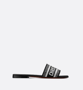 Dway Mule • Black and White Embroidered Cotton