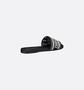 Dway Mule • Black and White Embroidered Cotton
