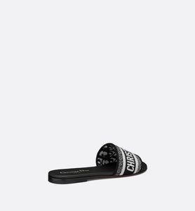 Dway Mule • Black and White Embroidered Cotton