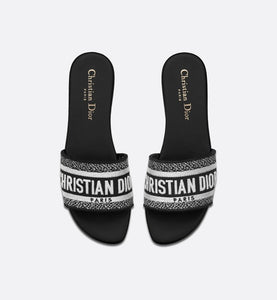Dway Mule • Black and White Embroidered Cotton