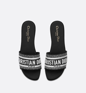 Dway Mule • Black and White Embroidered Cotton