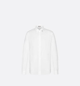 Shirt with Bee Jewel • White Cotton Poplin