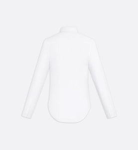 Shirt with Bee Embroidery • White Cotton Poplin