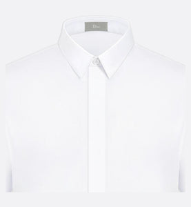 Shirt with Bee Embroidery • White Cotton Poplin