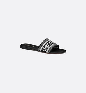 Dway Mule • Black and White Embroidered Cotton