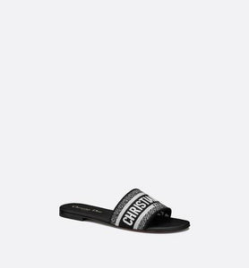 Dway Mule • Black and White Embroidered Cotton