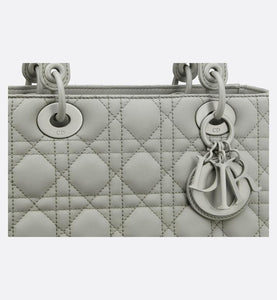 Medium Lady Dior Bag • Metallic Gray Cannage Calfskin
