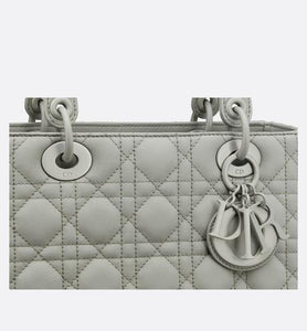 Medium Lady Dior Bag • Metallic Gray Cannage Calfskin