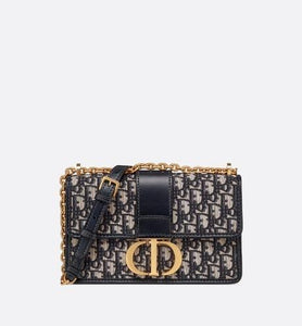 30 Montaigne Flap Chain Bag • Blue Dior Oblique Jacquard