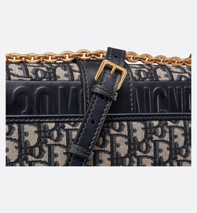 30 Montaigne Flap Chain Bag • Blue Dior Oblique Jacquard