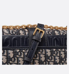 30 Montaigne Flap Chain Bag • Blue Dior Oblique Jacquard