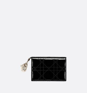 Lady Dior Flap Card Holder • Black Cannage Patent Calfskin