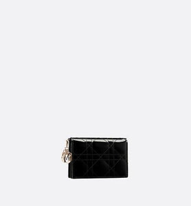 Lady Dior Flap Card Holder • Black Cannage Patent Calfskin