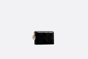 Lady Dior Flap Card Holder • Black Cannage Patent Calfskin