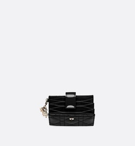 Lady Dior 5-Gusset Card Holder • Black Cannage Patent Calfskin