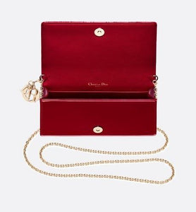 Lady Dior Pouch • Cherry Red Cannage Patent Calfskin