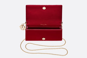 Lady Dior Pouch • Cherry Red Cannage Patent Calfskin