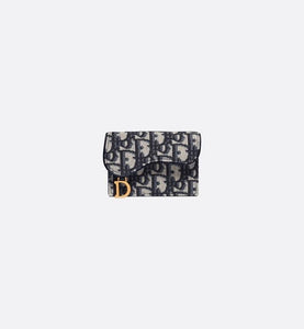 Saddle Flap Card Holder • Blue Dior Oblique Jacquard
