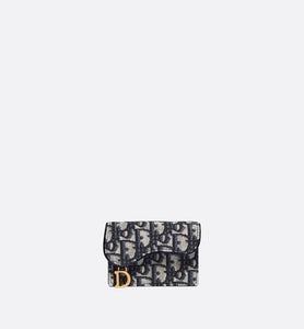 Saddle Flap Card Holder • Blue Dior Oblique Jacquard