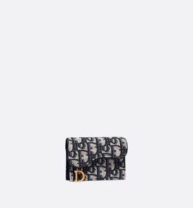 Saddle Flap Card Holder • Blue Dior Oblique Jacquard