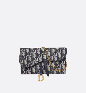 Saddle Long Wallet • Blue Dior Oblique Jacquard