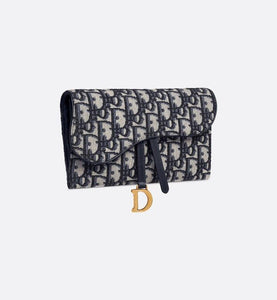 Saddle Long Wallet • Blue Dior Oblique Jacquard