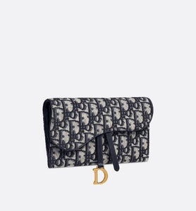 Saddle Long Wallet • Blue Dior Oblique Jacquard
