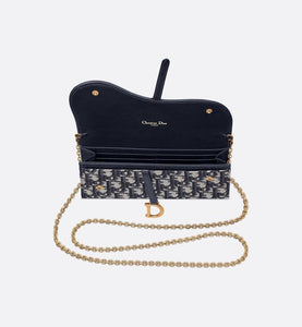 Saddle Long Wallet • Blue Dior Oblique Jacquard