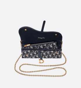 Saddle Long Wallet • Blue Dior Oblique Jacquard