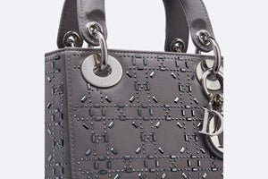 Mini Lady Dior Bag • Gray Strass Cannage Satin