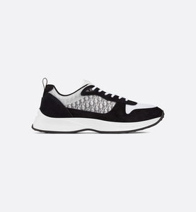 B25 Runner Sneaker • Black Suede with White Technical Mesh and Black Dior Oblique Canvas